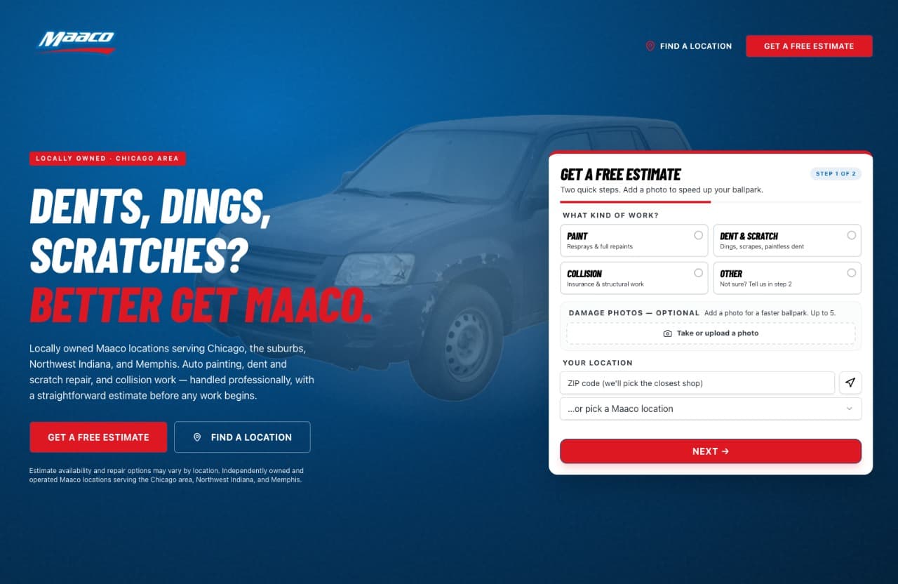 Maaco Chicago website