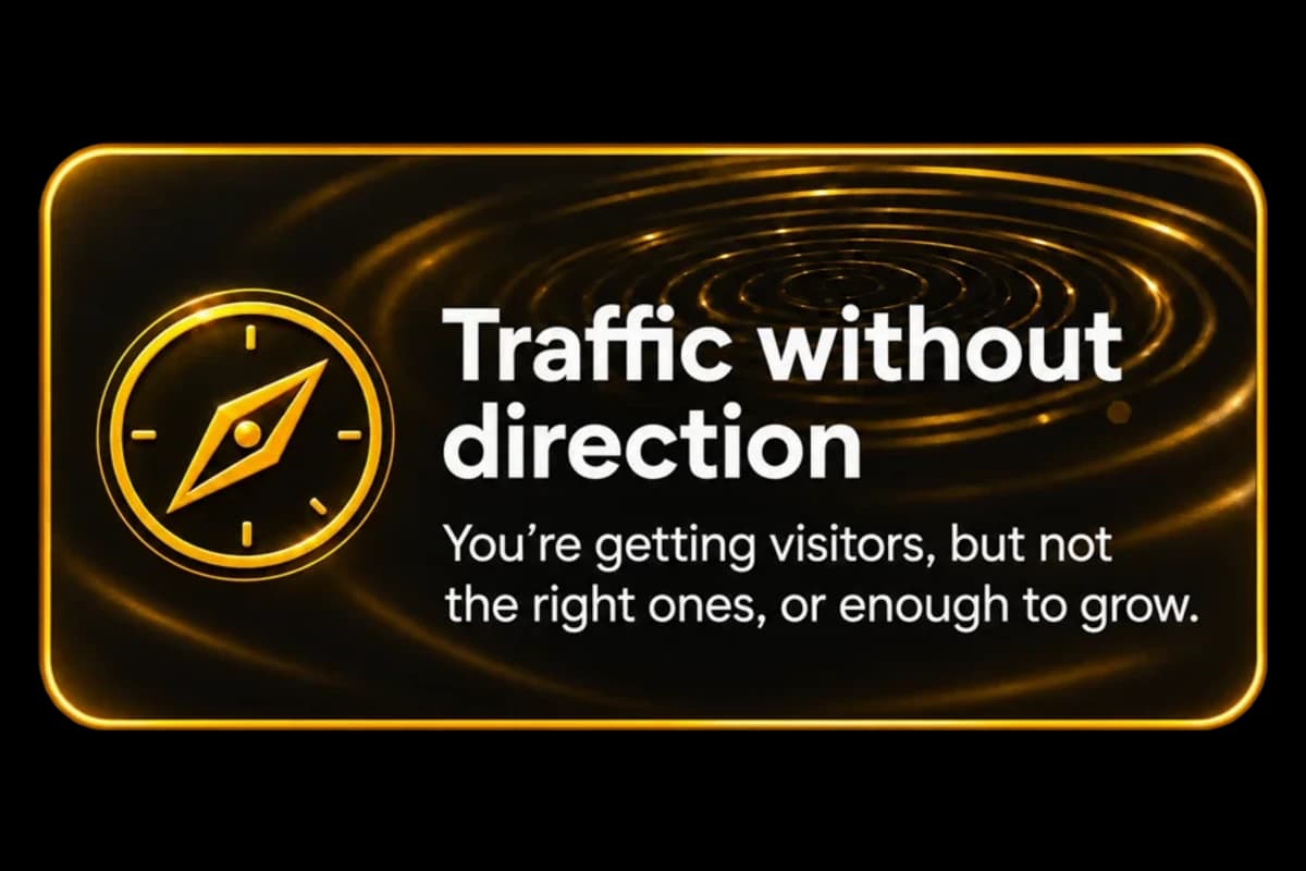 Traffic without direction. You're getting visitors, but not the right ones or enough action.